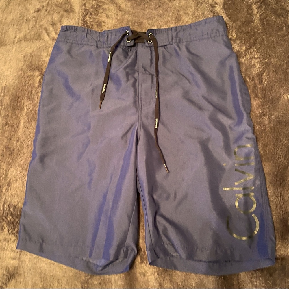 CALVIN KLEIN Blue Swim Trunks Size Medium
